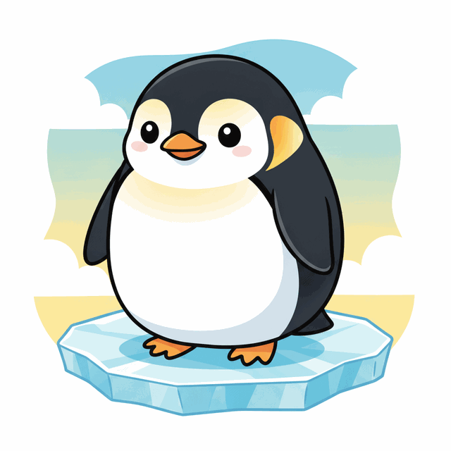 Illustrated penguin learning card