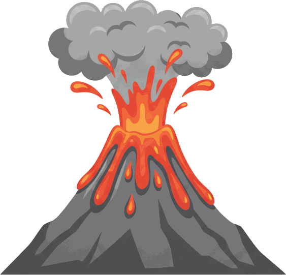 Illustrated volcano learning card
