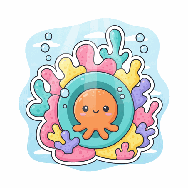 Illustrated octopus learning card