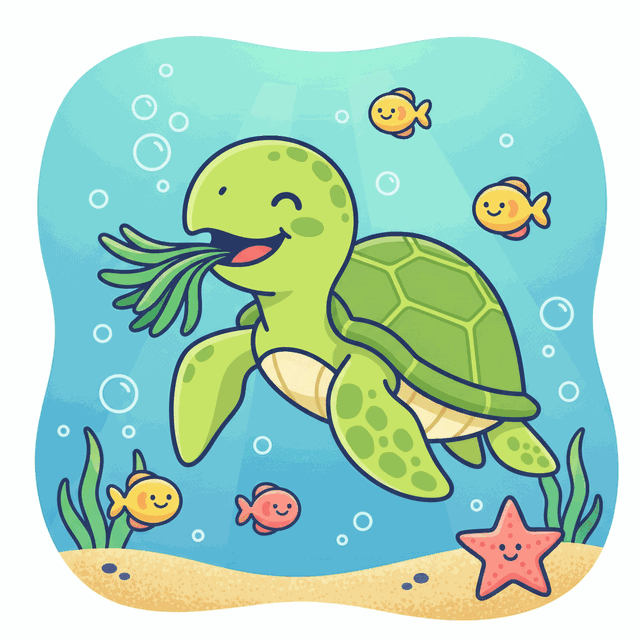 Sea turtle learning card